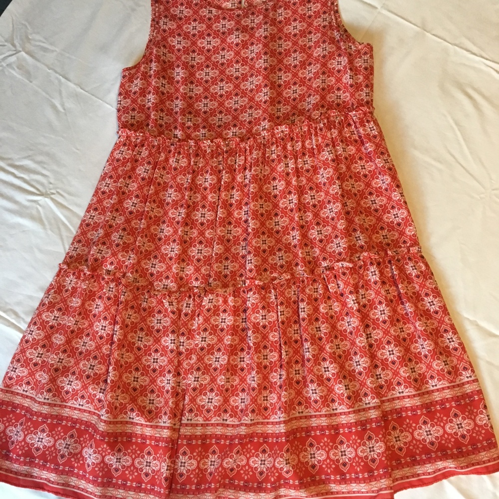 MAX STUDIO  Red Printed Swing Dress Size M